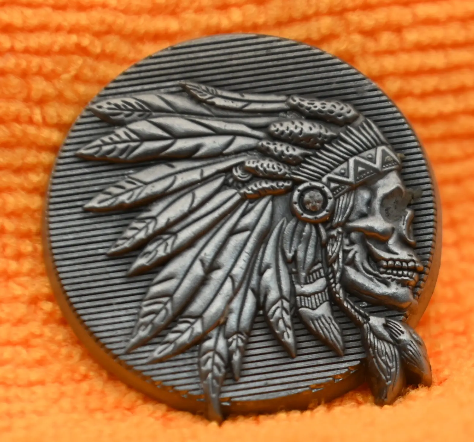 Stock Nickle Indian Chief Skull pin