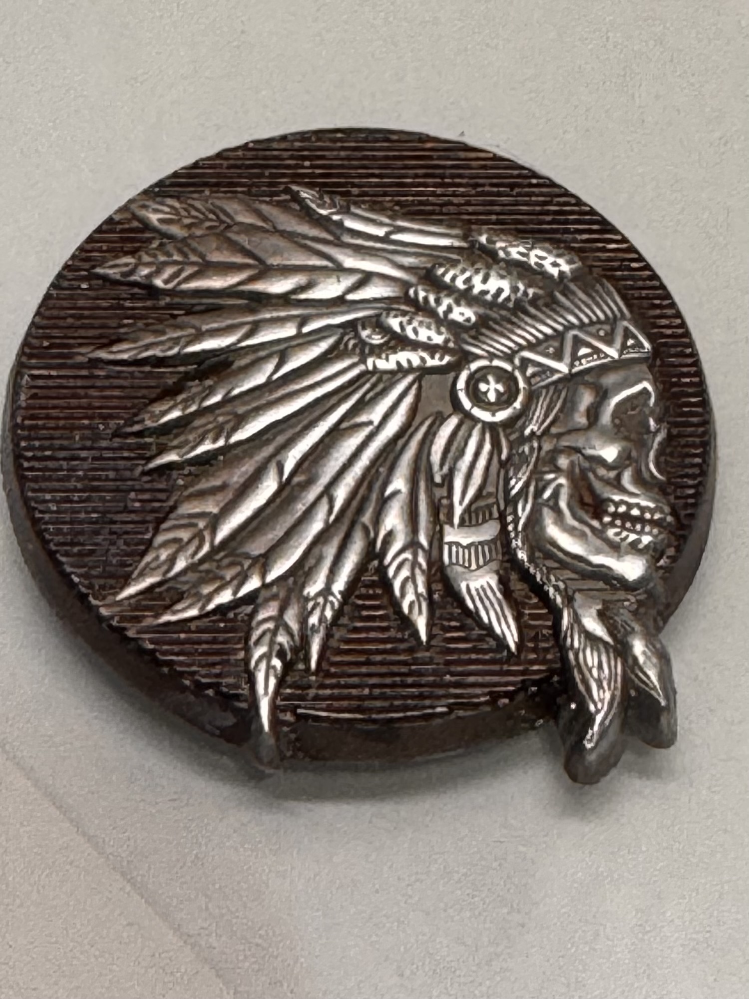 Skeleton Skull Chief Pin w/black background